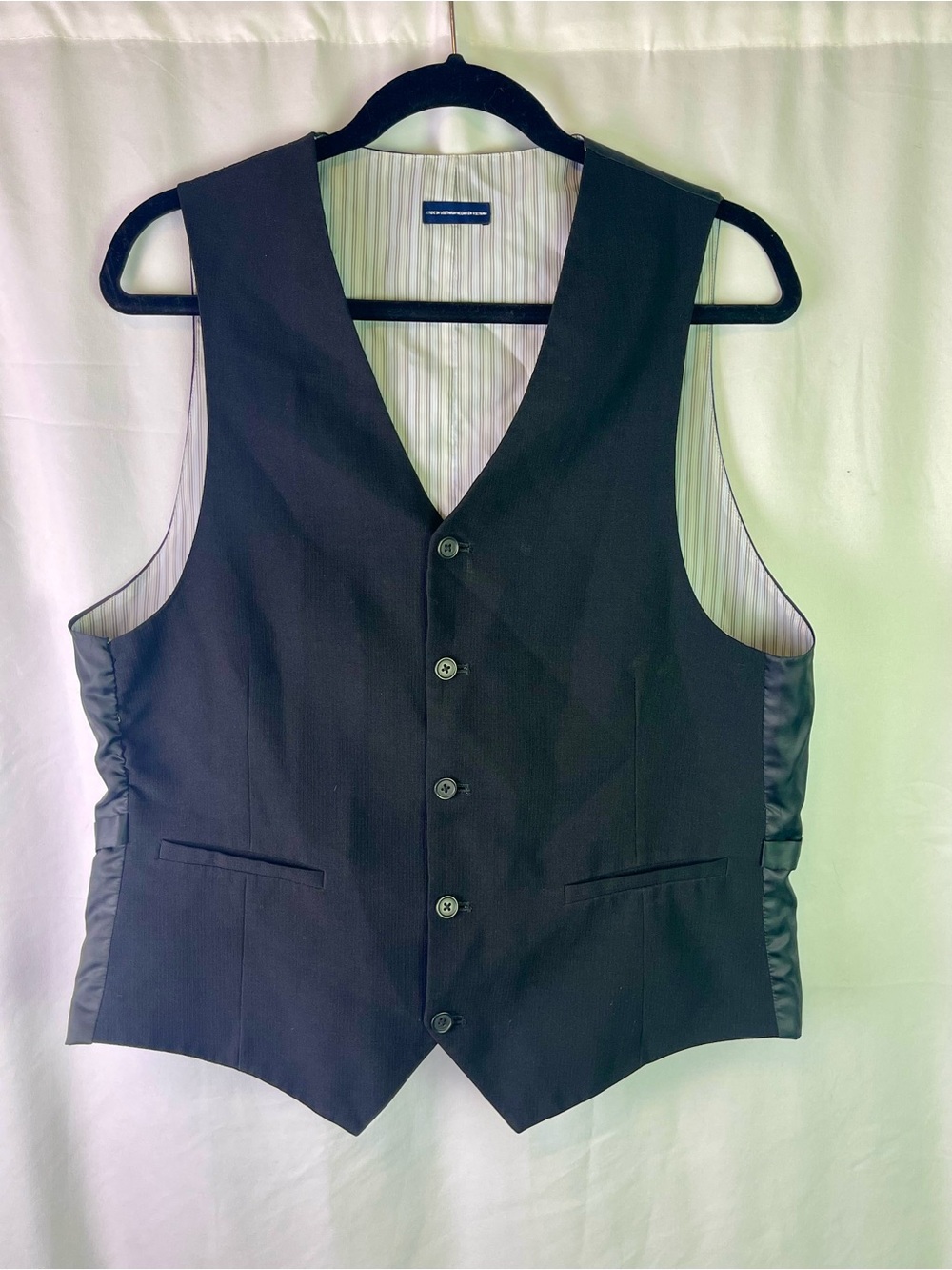Stafford Black Men’s Tailored Dress Vest with Satin Sides